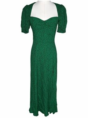 New with Tags Reformation Lacey Jitterbug Green Maxi Dress Side Slit